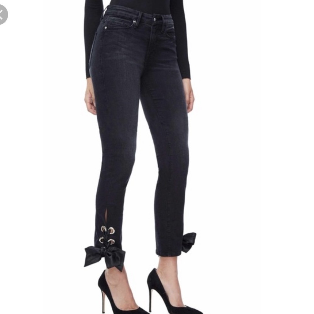 Good American Straight Lace Up Jeans